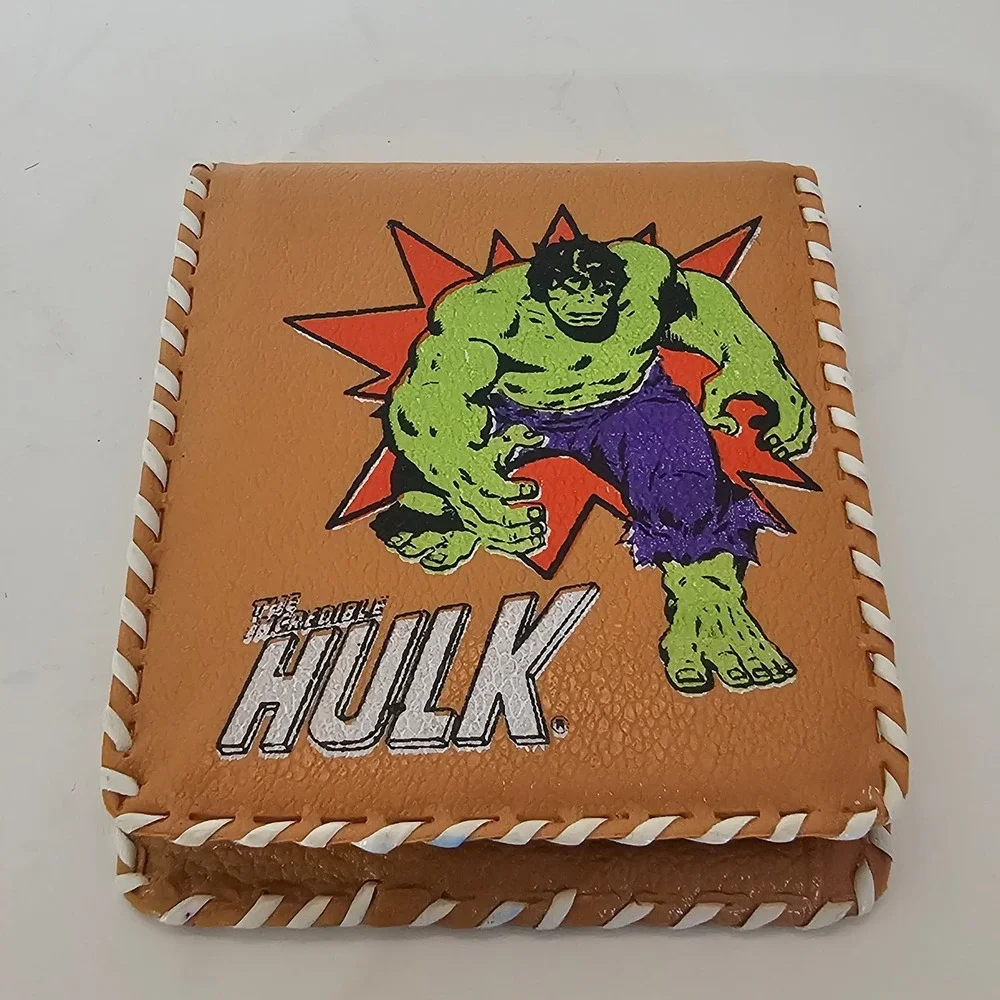 Vintage Marvel The Incredible Hulk Bifold Wallet Tan Whipstitch Retro Superhero